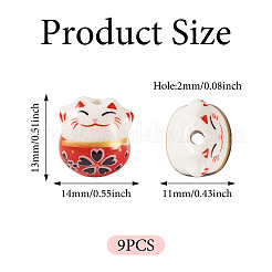 9Pcs Handmade Printed Porcelain Beads&nbsp;PORC-TADJ0001-01H