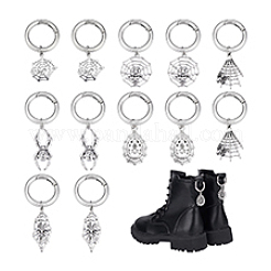 12Pcs 6 Styles Tibetan Style Alloy Spider Web & Spider Shoe Charms&nbsp;HJEW-PH02287