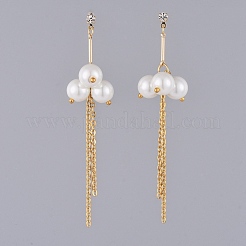 Eco-Friendly Glass Pearl Dangle Stud Earrings&nbsp;EJEW-JE03813-01