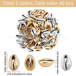 80Pcs 2 Colors Electroplated Natural Cowrie Shell Beads&nbsp;BSHE-PA0001-06