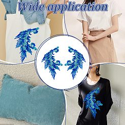 2Pcs 2 Styles Phoenix Tail Pattern Polyester Lace Computerized Embroidery Ornament Accessories&nbsp;DIY-NB0014-55B
