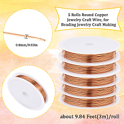 5 Rolls Copper Jewelry Craft Wire&nbsp;CWIR-SC0001-06