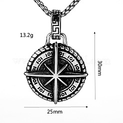 Vintage 304 Stainless Steel Viking Star Compass Pendant Box Chain Necklaces for Men&nbsp;WG56084-01