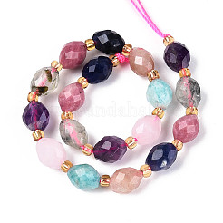 Natural Sodalite & Rhodonite & Prehnite & Amethyst & Rose Quartz & Flower Amazonite & Sunstone Beads Strands&nbsp;G-N358-04A-01