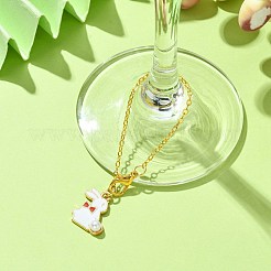 Alloy Enamel Rabbit Cup Pendant Decorations&nbsp;HJEW-JM01753-02