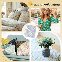 Flower Printed Cotton Fabric for Garments & Crafts&nbsp;DIY-WH0622-781A
