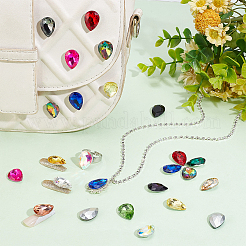 96Pcs 16 Colors Glass Rhinestone Cabochons&nbsp;GLAA-FG0001-17