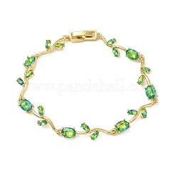 Brass Glass Flower Link Chain Bracelets&nbsp;KK-CBA7DFA-01G-01