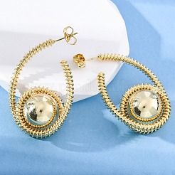 Spiral with Round Brass Stud Earrings&nbsp;EJEW-R025-04G