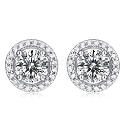 S925 Silver Moss Agate Round Stud Earrings Fashionable Luxurious Design&nbsp;DG8088