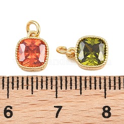 Brass Micro Pave Cubic Zirconia Charms&nbsp;KK-Q085-07G