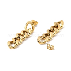 Ion Plating(IP) 304 Stainless Steel Curb Chains Dangle Stud Earrings for Women&nbsp;EJEW-G289-14G