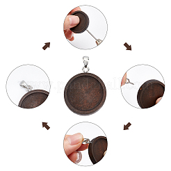 30Pcs 15 Colors Flat Round Wood Cabochon Settings&nbsp;DIY-PH0002-75