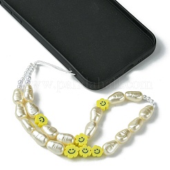1 Set ABS Plastic Imitation Pearl & Wood & Polymer Clay Beaded Mobile Straps&nbsp;HJEW-FH0001-54