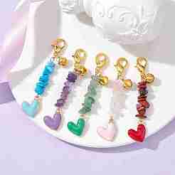 Alloy Enamel Heart Bell Pendant Decoration&nbsp;HJEW-JM01590