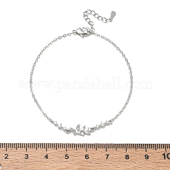 Brass Pave Clear Cubic Zirconia Link Bracelets&nbsp;KK-CBA6980-22P