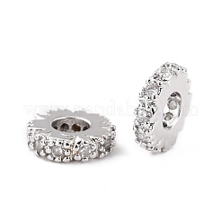 Brass Micro Pave Clear Cubic Zirconia Beads&nbsp;ZIRC-P091-04B-P-RS