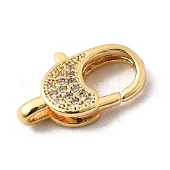 Brass Clear Cubic Zirconia Lobster Claw Clasps&nbsp;KK-Z078-45A-G