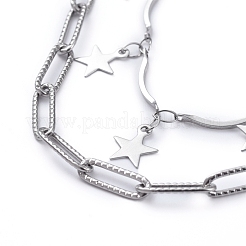Non-Tarnish 304 Stainless Steel Chain Tiered Necklaces&nbsp;NJEW-JN02828
