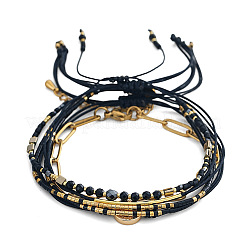4Pcs 4 Styles Brass & Glass Seed Beads Braided Bead Bracelets&nbsp;BZ6488-1