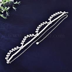 Alloy Crystal Rhinestone Teardrop with Plastic Imitation Pearl Beaded Double Layer Waist Belly Chains for Women&nbsp;FS-WG13B7D-01