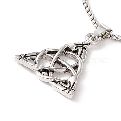Alloy Trinity Knot Wish Knot Pendant Necklace with 201 Stainless Steel Box Chains&nbsp;NJEW-E016-13AS