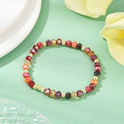 3Pcs 3 Colors Faceted Round Electroplate Glass Beads Stretch Bracelets for Women&nbsp;BJEW-JB11625