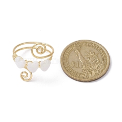 Natural Shell Heart Cuff Ring&nbsp;RJEW-JR00644-02
