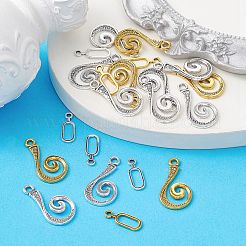 20Pcs 2 Colors Tibetan Style Alloy Hook and Eye Clasps&nbsp;FIND-YW0003-89