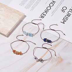 4Pcs 4 Style Chips Natural Mixed Beaded Bracelets Set with Brass Beads&nbsp;BJEW-JB07987-02