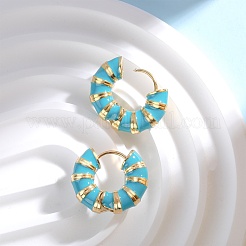 Enamel Striped Thick Hoop Earrings&nbsp;JE1110B