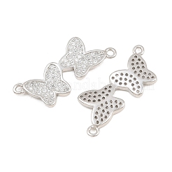 Brass Micro Pave Clear Cubic Zirconia Connector Charms&nbsp;CU-CBA908F-04P-06