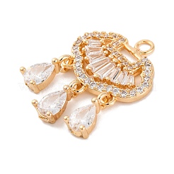 Brass Micro Pave Clear Cubic Zirconia Pendants&nbsp;KK-C076-14G