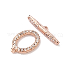 Oval Brass Micro Pave Clear Cubic Zirconia Toggle Clasps&nbsp;KK-G548-25