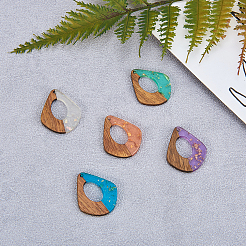 Transparent Resin & Walnut Wood Pendants&nbsp;RESI-CJ0001-74