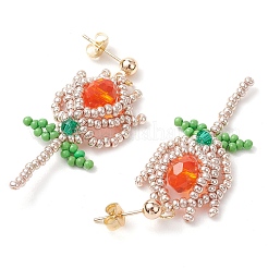 Glass Seed Beads Dangle Stud Earrings&nbsp;EJEW-MZ00326-03