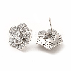 Rack Plating Brass Micro Pave Cubic Zirconia Stud Earrings for Women&nbsp;EJEW-H091-13P