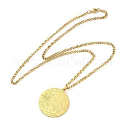 304 Stainlessa Steel Curb Chain Pendant Necklaces&nbsp;NJEW-H034-06G