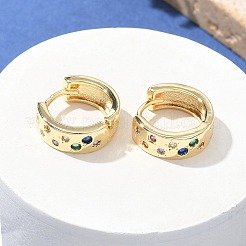Brass Micro Pave Cubic Zirconia Hoop Earrings&nbsp;LS-EJEW-H152-01D-G