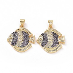 Brass Micro Pave Clear Cubic Zirconia Pendants&nbsp;ZIRC-F135-04G-01