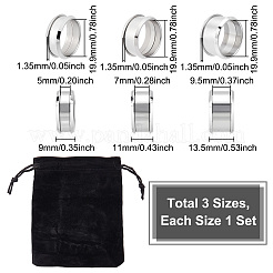 9Pcs 3 Style 304 Stainless Steel Grooved Finger Ring Settings&nbsp;STAS-UN0034-96