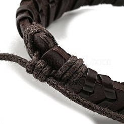 Adjustable PU Leather & Waxed Braided Cord Bracelet&nbsp;BJEW-F468-04