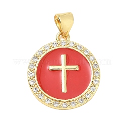 Religion Cross Brass Micro Pave Clear Cubic Zirconia Pendants&nbsp;CU-CBA83A6-03B-G