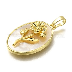 Brass Pave Shell Birth Flower Pendants&nbsp;FIND-I040-04D