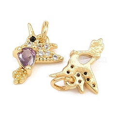 Brass Micro Pave Cubic Zirconia Charms&nbsp;KK-Q085-06G