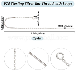2 Pairs Sterling Silver Stud Earring Findings&nbsp;STER-BBC0007-08