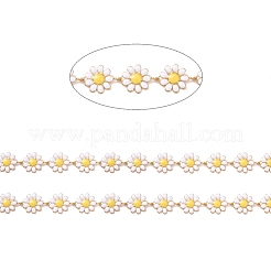 Ion Plating(IP) 304 Stainless Steel Daisy Flower Link Chains with Enamel&nbsp;AJEW-J035-03G-09