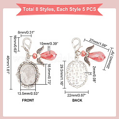 40Pcs 8 Style Oval Alloy Pendant Locket Pendant Decorations&nbsp;HJEW-AB00200