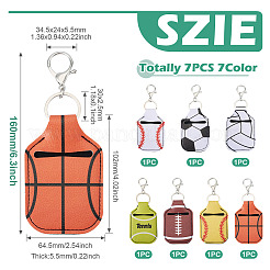 7Pcs 7 Styles Alloy PU Leather Pendant Decorations&nbsp;AJEW-TA0002-52