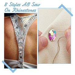 80Pcs 8 Styles Rectangle/Oval/Triangle Sew on Rhinestone&nbsp;GLAA-DC0001-45